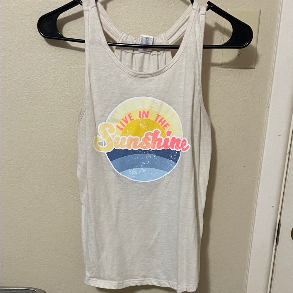 Arizona Jean Company Cream Tank Top with Colorful Graphic